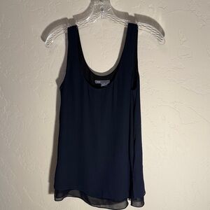Vince 100% silk layered navy and black tank top